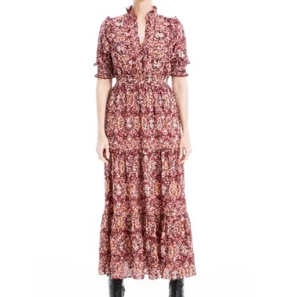 Max Studio | Dresses | Nwt Nip Max Studio Ruffle Collar Print Tiered Maxi  Dress | Poshmark